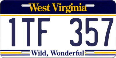 WV license plate 1TF357