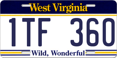 WV license plate 1TF360