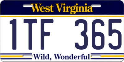 WV license plate 1TF365
