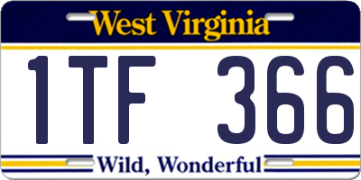 WV license plate 1TF366