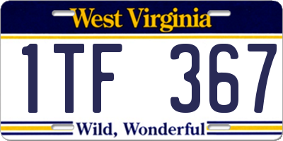 WV license plate 1TF367