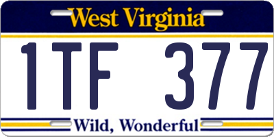 WV license plate 1TF377