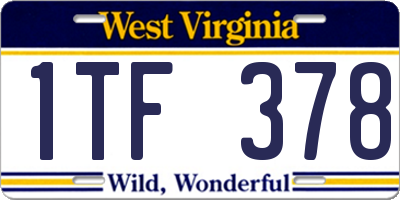 WV license plate 1TF378