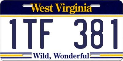 WV license plate 1TF381