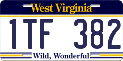 WV license plate 1TF382