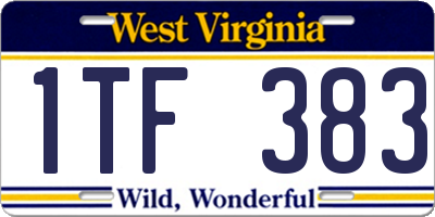 WV license plate 1TF383