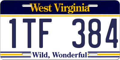 WV license plate 1TF384
