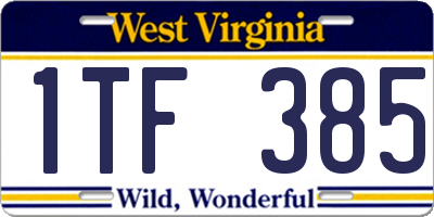 WV license plate 1TF385