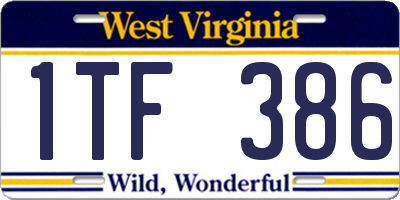 WV license plate 1TF386