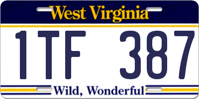 WV license plate 1TF387