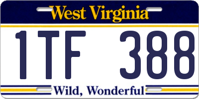 WV license plate 1TF388