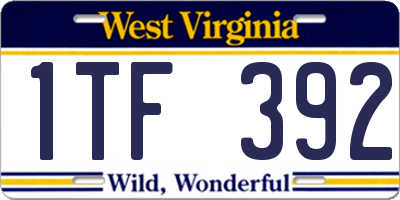 WV license plate 1TF392
