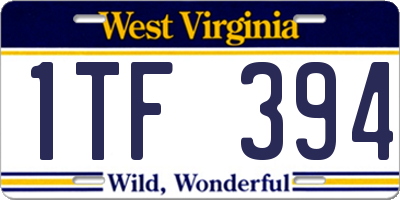 WV license plate 1TF394