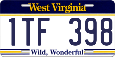 WV license plate 1TF398