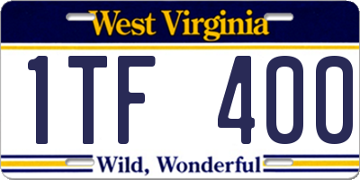 WV license plate 1TF400