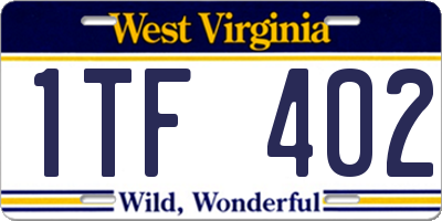 WV license plate 1TF402