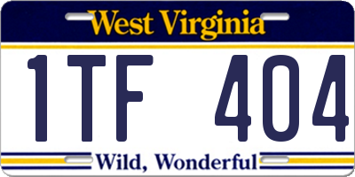 WV license plate 1TF404