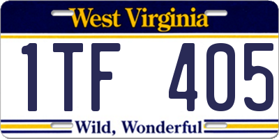 WV license plate 1TF405