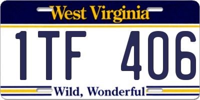 WV license plate 1TF406