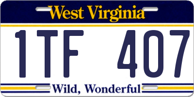 WV license plate 1TF407