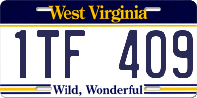 WV license plate 1TF409