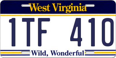 WV license plate 1TF410