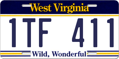 WV license plate 1TF411