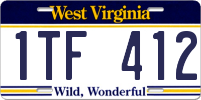 WV license plate 1TF412