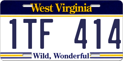 WV license plate 1TF414