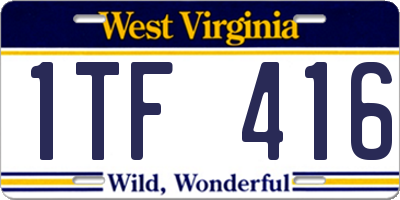 WV license plate 1TF416