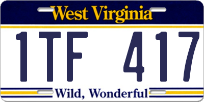 WV license plate 1TF417