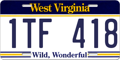 WV license plate 1TF418