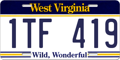 WV license plate 1TF419