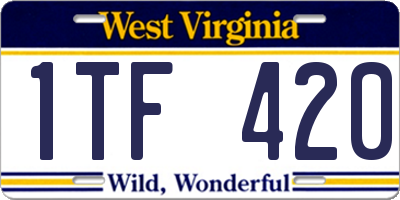 WV license plate 1TF420