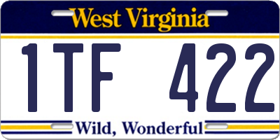 WV license plate 1TF422