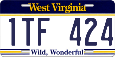 WV license plate 1TF424