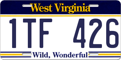 WV license plate 1TF426