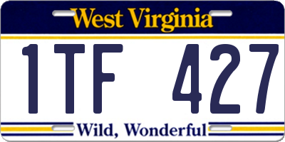WV license plate 1TF427