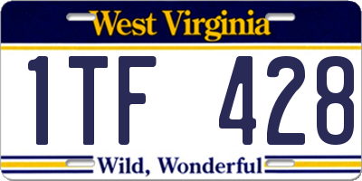 WV license plate 1TF428