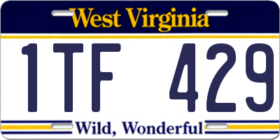WV license plate 1TF429