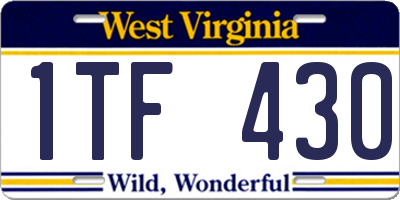 WV license plate 1TF430
