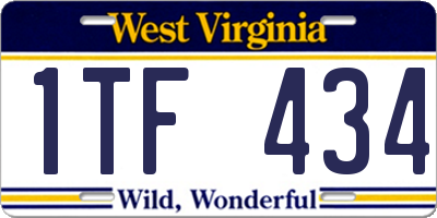 WV license plate 1TF434