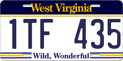 WV license plate 1TF435
