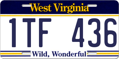WV license plate 1TF436