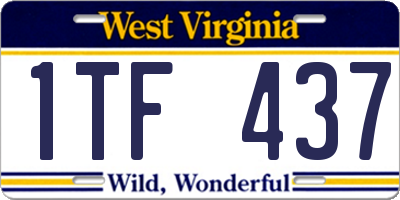 WV license plate 1TF437