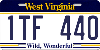 WV license plate 1TF440