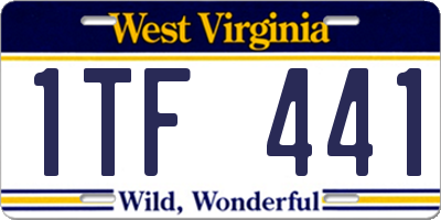 WV license plate 1TF441
