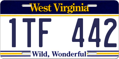 WV license plate 1TF442