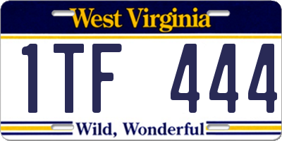 WV license plate 1TF444