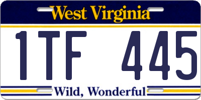 WV license plate 1TF445